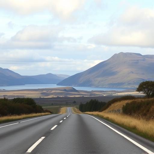 Scenic view of Loch Ness from the road
